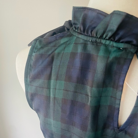 J. Crew Navy & Green Plaid Shell Tank NWT - Picture 7 of 8